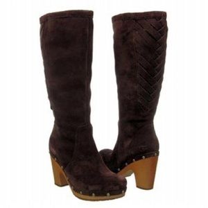 UGG Rumer Suede Mid High Brown Weave Stud  boots